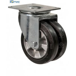 Колеса поворотные усиленные сдвоенные Серия 27 Twin Medium с крепежной панелью